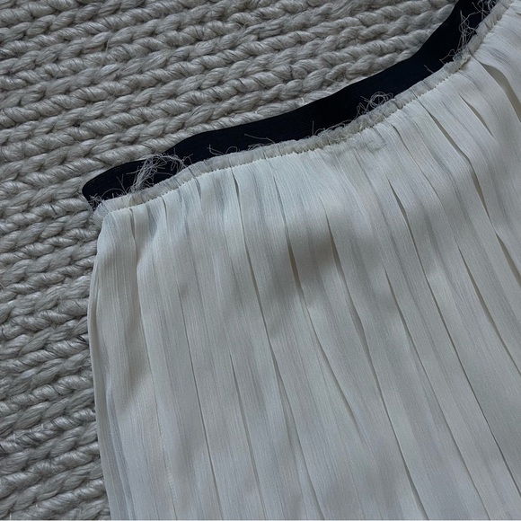 Enza Costa Cream Pleated Maxi Skirt | Raw Hem | Flowy, Minimalist (L/2) - Picture 2 of 9